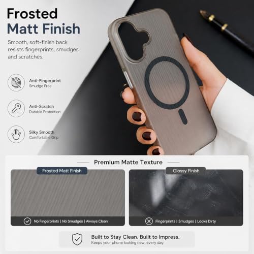 Image of MagPro Stripe case for Apple iPhone 17 Black Frosted Transparent PC Hard Back Cover Camera & Body Protection|Anti Shock,Scratch Resistant Wireless Charging Compatible