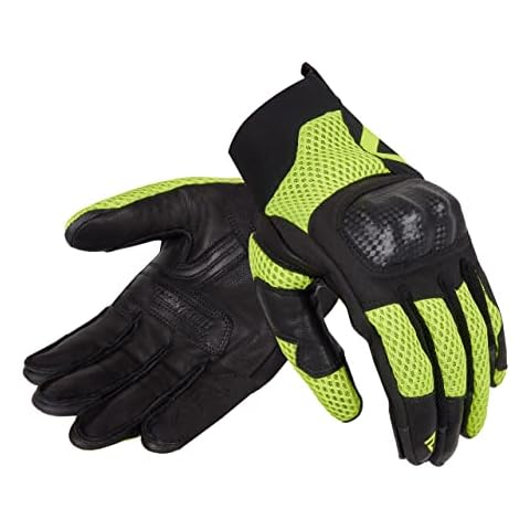 REBELHORN Gap III Guantes de Moto de Cuero para Hombre Protectores de Tobillo Ventilación con Inserciones de Malla de Poliéster 3D Cover