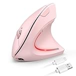 TECKNET Ergonomic Mouse, 2.4G Wireless Mouse Rechargeable, 4800 DPI Vertical Mouse 6-Button Silent Mice with 5 Adjustable Levels DPI, USB Receiver, Cordless Computer Optical Device for Laptop, PC, Mac
