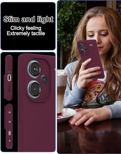 Image of DIZORO Compatible with Mi Redmi Note 13 Pro Plus 5G Back Cover with Upgraded Square Edges for Camera Protection Shockproof Flexible Matte Liquid Silicone Mobile Phone Case (Wine Red)