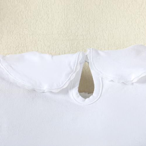 LYSMuch 2-5T Toddler Girls Peter Pan Collar Shirt Puff Short Sleeve Basic Top Blouse Solid Color Tee3