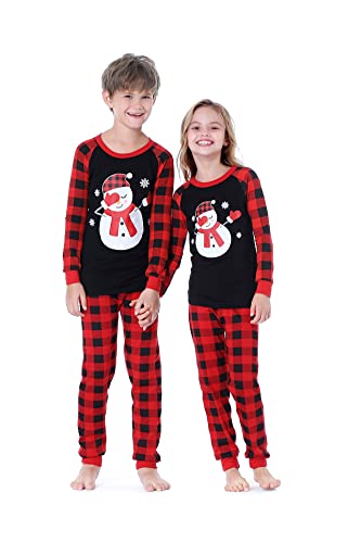 Benaive Matching Family Christmas Pajamas Set Holiday Pjs for Women Men Sleepwear (Black & Red, Snowman, 4T) - image 3