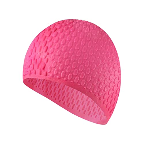 Snadulor Swimming Cap Silicone Long Hair Swim Cap Ear Wrap Waterproof Hat for Women and Men,Pink