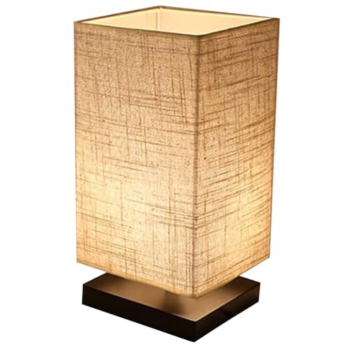 OSALADI Bedside Lamp Fabric Shade Table Lamp Japanese Desk Lamp Minimalist Lamp Bed Lamp Desk Lamps for Kids Room, Living Room, Warm Light