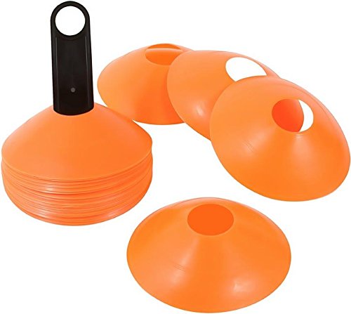 Plastic Disc Cone Sports Training Gear with Carrier, Pack of 24