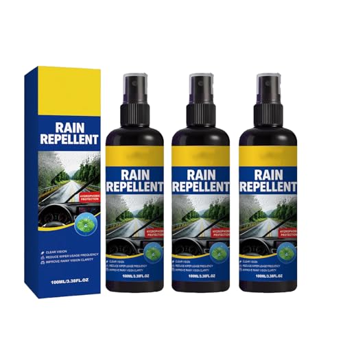 Spray anti-pluie pour pare-brise hydrophobe et anti-buée de voiture - Lot de 3 flacons
