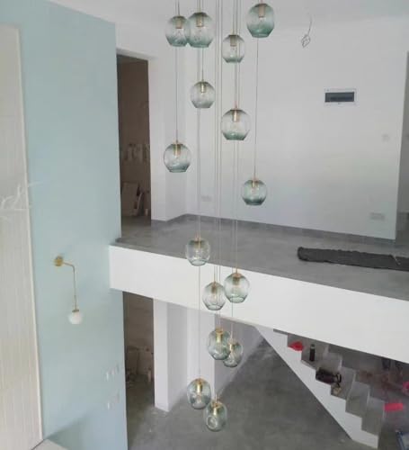 Lustre d'escalier surdimensionné LED, luminaire de luxe à suspension réglable