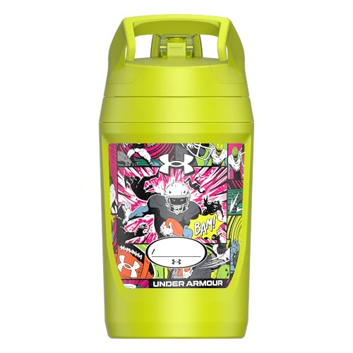 Image of Under Armour 32 oz Insulated Water Bottles - Sports Water Jug with Fence Hook, Leak Resistant for Baseball, Football & More, 32 oz Insulated, High-Vis Comic