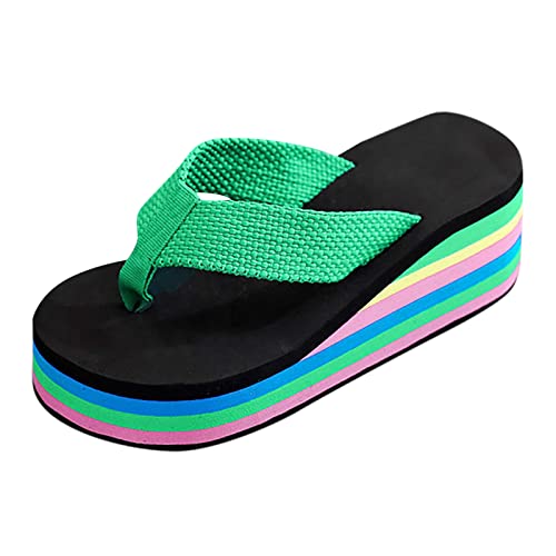 Sandalias de verano con brillantes y brillantes, sandalias de plataforma para mujer, moda antideslizante, cuña, zapatos de playa con suelas gruesas, sandalias de verano, sandalias informales,
