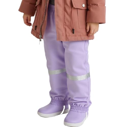 Dioshark Regenhose Mädchen wasserdichte Matschhose Baby Kleinkind Sommer Lila Dünn Buddelhose mit Reflektor Regenlatzhose Ohne Träger Gefüttert Leichte Atmungsaktive Fahrrad für Alter 1-2 Jahre