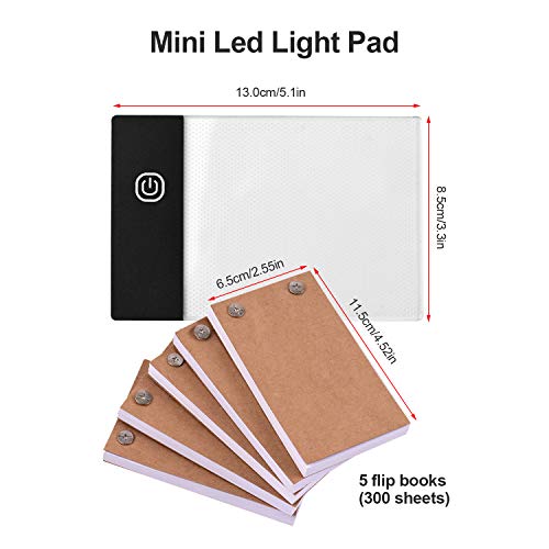 Fesjoy Flip Book Kit mit Lichtpad LED Light Box Tablet 300 Blatt Zeichenpapier Flipbook mit Bindeschrauben zum Zeichnen von Tracing Animation Sketching Cartoon CreationDaumenkino-Kit,Daumenkino-Kit,Da