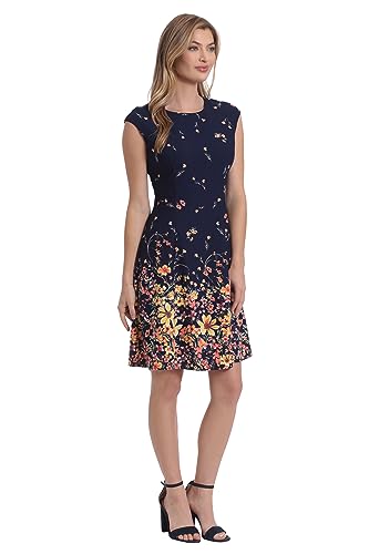 Image of London Times Womens Dresses Cap Sleeve Fit and Flare - Elegant Summer Cocktail Graduation Garden Party Wedding Guest Dress