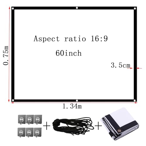 Image of Portable Outdoor Movie Screen, 60-200 Inch 3D Projector Screen Foldable Movie Screen for Projectors Enjoy Outdoor Film Movie Night, Projector Backing Black Movies Screens(16:9,60 inch Screen)