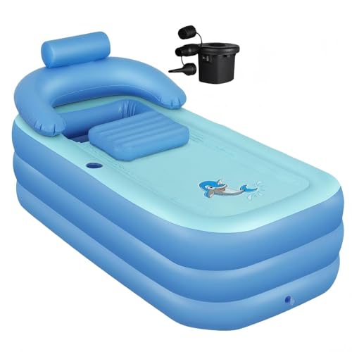 LUNA PARK Tina de Baño Adulto con Respaldo y Almohada, Bañera Inflable Plegable Portátil para Adultos de 1,6 m, Jacuzzi...