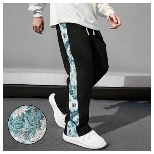Verdusa Men's Floral Jacquard Baggy Pants Straight Leg Casual Long Trousers with Pockets4