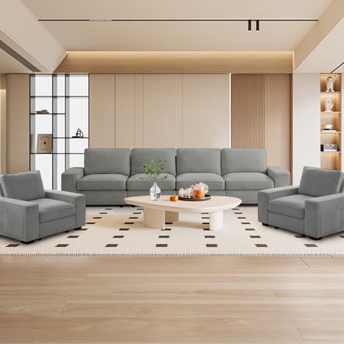 Image of TEKAMON 45 inch Accent Chair with Seat Storage, Oversized Single Sofa Chair, Modern Chenille Fabric Armchair for Living Room /Office with Wide Armrests, Side Pockets, USB /Washable Covers(Light Grey)