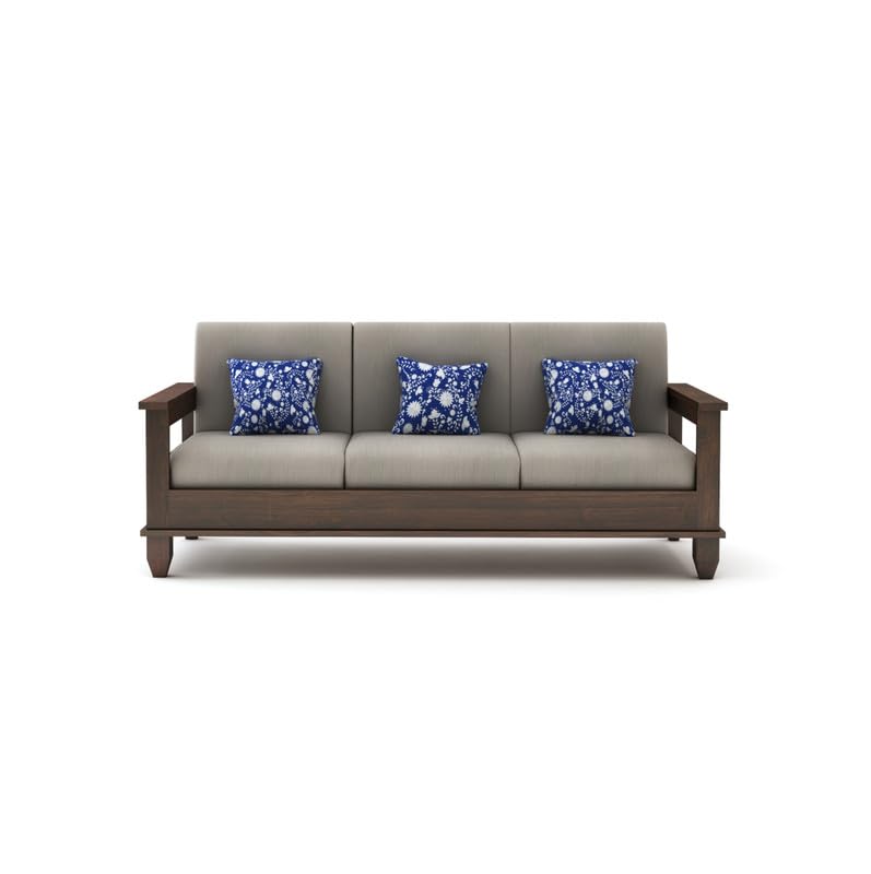 Image of STRATA FURNITURE Sheesham Wood 7 Seater Sofa Set for Living Room Hall Home Solid Wooden 3+2+1+1 Seater Sofa Set Furniture (Walnut Finish)