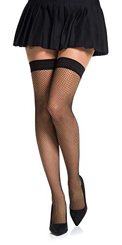 Romartex Netzstrümpfe mit glatte Gummiband, L, schwarz