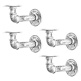 HOEMLIM Pipe Shelf Bracket Industrial DIY White Antique Iron Pipe Brackets Hanging Wall Mounted Doub