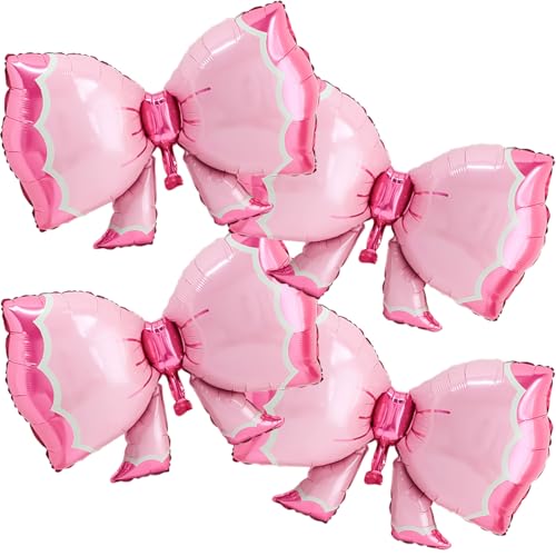 Image of 4 Pcs Large Pink Bow Balloons for Coquette Party Decorations and Birthday Decorations