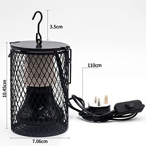 Reptile Heat Lamp with Guard, 100W Ceramic Heat Lamps Heat Lamp Lampshade Holder Heater Infrared Reptile Heat Bulb with Anti Hot Bracket Cage for Bearded Dragon, Lizard, Tortoise, Snake, UK Plug