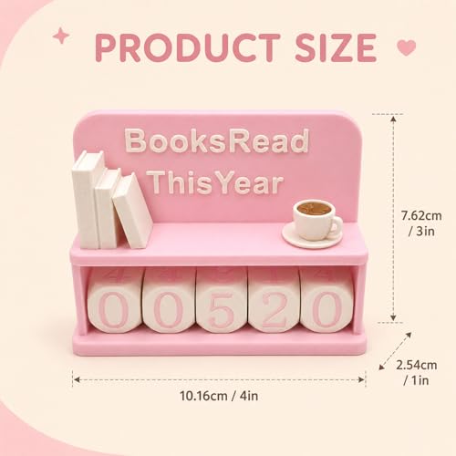 Books Read This Year Counter, PLA Material Book Tracker with Shelf and 5 Dice, Book Lover Gift for Readers, Teachers, Writers, Reading Accessories for Bookshelves Nook Desk Library Decor - Image 2