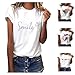 Tshirt Damen Tshirt Damen Baumwolle Baumwoll Shirt Print Weiß Sportshirt T-Shirts Set Sommer Shirts T-Shirt T Weiss Weißes Schmetterling Für Baumwollshirt Blusenshirt