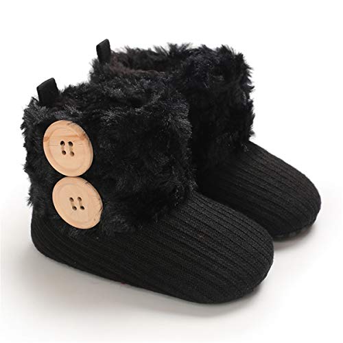 Cosankim Newborn Baby Girls Boys Boots Soft Anti-Slip Sole Warm Winter Snow Booties Toddler Infant Prewalker Shoes(12-18 Months Toddler, D/Black Baby Shoes #TOP4