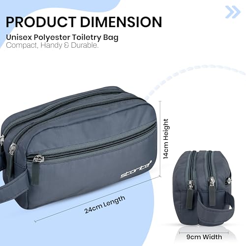 Image of Storite Toiletry Bag for Men & Women - Blue | Water-Resistant Polyester Travel Pouch for Storing Toiletries Shaving Kit Makeup Cosmetics & Daily Travel Essentials