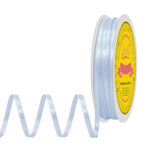 Image of Double Face Bluebell Satin Ribbon 1 /8 inch X 50 Yards Polyester Bluebell Ribbon for Gift Wrapping Very Suitable for Weddings Party Invitation Decorations and More