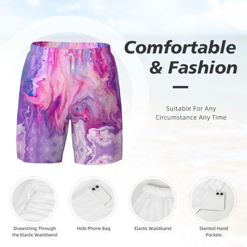 Short de bain homme violet marbré séchage rapide pour le surf - 5