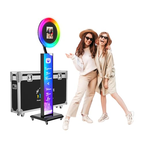 Photo Booth Machine Compatible with Ipad 12.9in 11in 10.9in 10.2in, Photo Booth Machine with Software APP Control,Music Sync,Free Custom Logo,Flight Case,for Parties,Wedding,Events(Black)