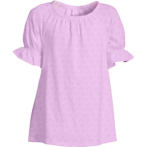 Lands' End G Ss Eyelet Ruffle Top Lilac Thistle Kids Large #TOP25