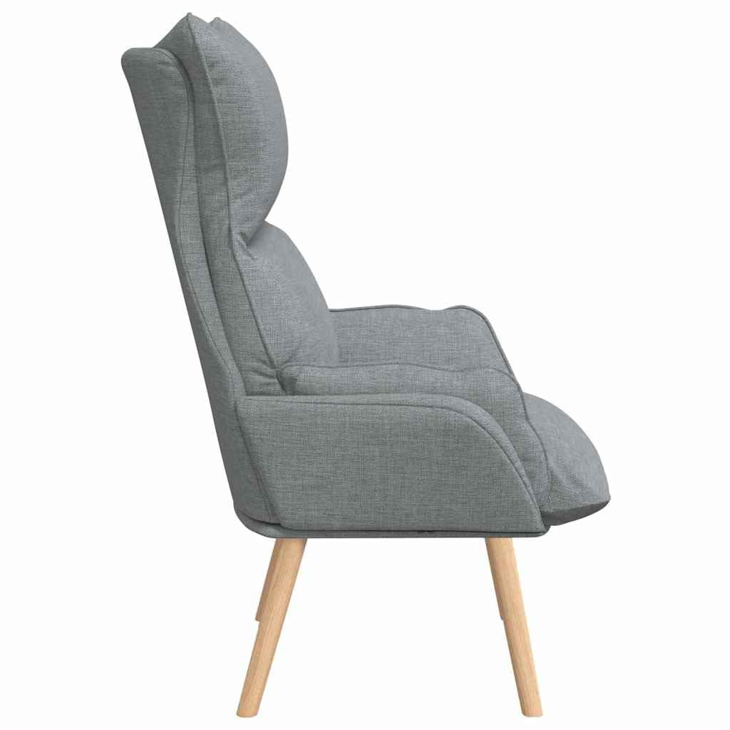 Krzesło relaksacyjne jasnoszare, 69 x 74 x 93 cm, obicie z materiału, ergonomiczny fotel wypoczynkowy z nogami z litego drewna do salonu, sypialni i kącika do czytania