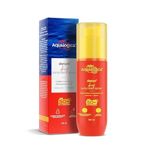 Aqua_Logica Detan+ Dewy Sunscreen Spray Spf 50+ Pa++++ Uva/B Protectionihydrating & Sweat Resistant White Cast-100 For Men & Women|Oxybenzone Free - All Skin Type (Pack of 2)