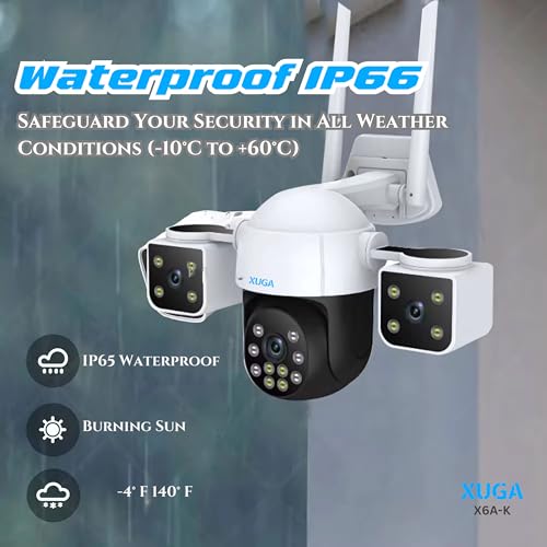 Image of XUGA - Cybernautt K6A 6MP 3 Lens PTZ 4G Sim Wireless Outdoor CCTV Camera with Three Side View | 360 | Night Vision | Motion Detection | Outdoor | Gym | Farm | Home | Use Air-tel 4G Sim