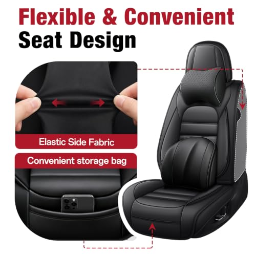 Image of Leather Deluxe Front Seat Covers for Toyota Camry 2015-2026, Black