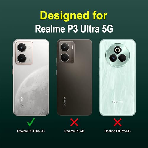 Image of amazon basics Back Case Cover for Realme P3 Ultra 5G | Compatible for Realme P3 Ultra 5G Back Cover | Liquid Silicon Magic Case with Camera Protection | Dark Green