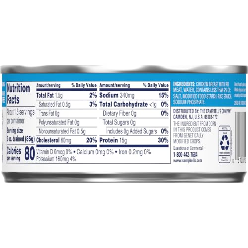 Image of Swanson White Premium Shredded Canned Chicken in Water, 9.75 Ounce (Pack of 12)