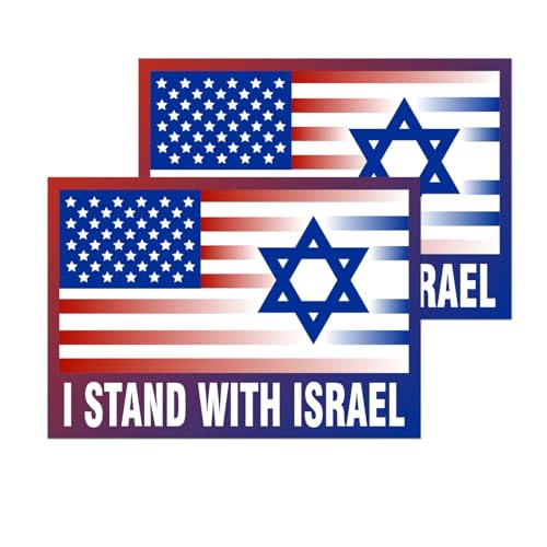 Image of 2 Pack I Stand with Israel American USA Flag Support Car Magnet - Auto Truck Fridge Magnetic Decal Bumper