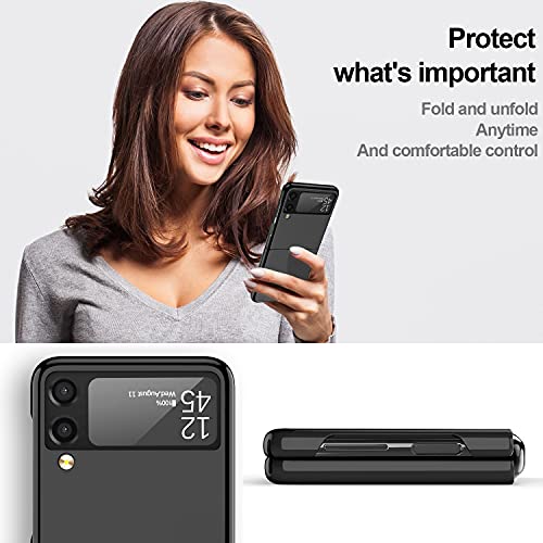 Cenmaso Designed For Samsung Galaxy Z Flip 3 Case, [Slim Fit] Mirror Hard Polycarbonate Anti-Drop Bumper Case For Galaxy Z Flip 3 (Bright Black)… #TOP4