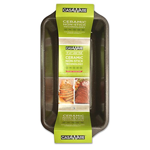 casaWare Loaf Pan 9 x 5-Inch Ceramic Coated Non-Stick (Brown Granite)