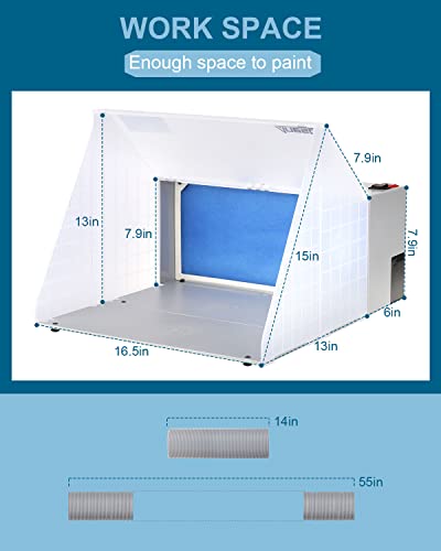 Anesty Airbrush Spray Booth With Bright Led Lights Turn Table Hose And Extra Replacement Filter, Portable Paint Booth Can Be Used With Leds Only Aspb01 #TOP2
