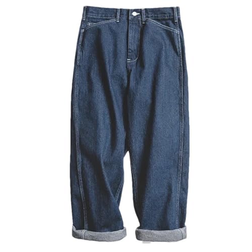 Men Wide Leg Jeans Pants Oversize Baggy Denim Pants Loose Straight Workwear Trousers