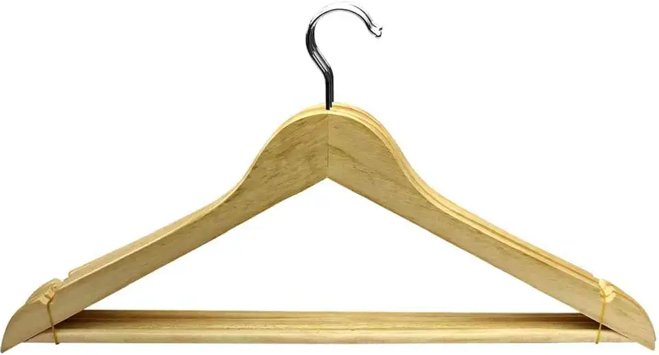 Kit 5 Cabides De Madeira Adulto Verniz Closet Armário Roupa MIXTOU