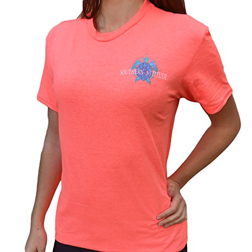 Southern Attitude Nautical Compass Snappy Turtle Heather Coral Short Sleeve T-Shirt2
