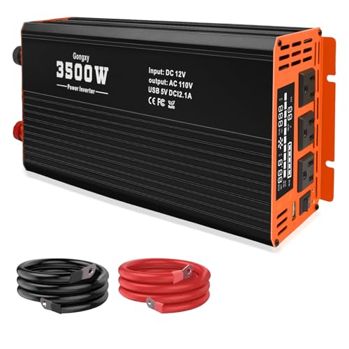 Image of Pure Sine Wave Inverter - 3500W Power Inverter 12V DC to AC 110V, Converter Solar Power Inverter 3 AC Hardwire Port Outlet for Home, RV, Truck, Off-Grid, Emergency