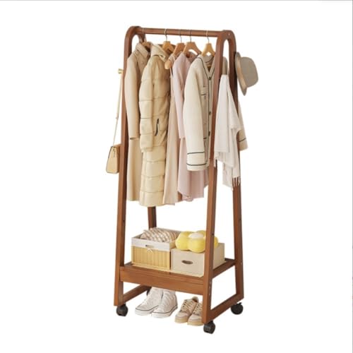 DODOBD Perchero Burro Ropa de Bambú con Ruedas,Perchero de Pie Madera,Burro para Ropa,Burro Ropa Pequeno,Burro de Ropa,Perchero Entrada Recibidor,para Entrada Dormitorio Vestidor Oficina