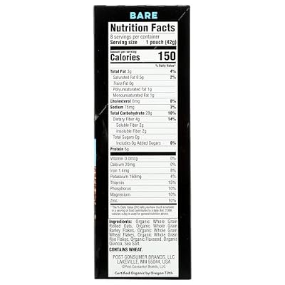 Betteroats Raw Pure & Simple Organic Bare Instant Multi Grain Hot Cereal with Flax (Pack of 3) by Better Oats