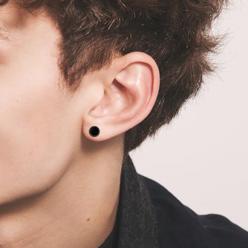 Black Onyx Earrings 925 Sterling Silver Celtic Viking Earrings Zircon Stud Earrings Hypoallergenic Punk Gothic Jewelry Gifts for Women Men2